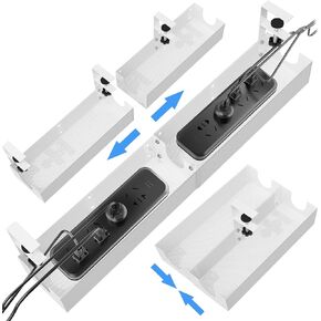 Under Desk Cable Management Tray Combinable Metal Under Desk Cord Organizer Under Table Cord Management Tray No Drill No Damage The Desk (White) in Kuwait