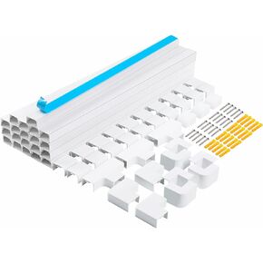 Cord Hider, RAZCC 315 Inch Cable Cover Raceway Kit for Cable Management, Wire Covers for Cords, Cord Covers for Wires on Wall, Simple and Easy Installation, 20 Pack Wire Hider, White