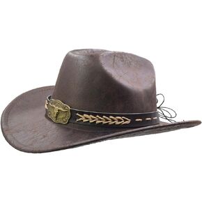 IFSUN Western Cowboy Hat for Women & Men Leather Cowgirl Hat Wide Brim with Belt Buckle