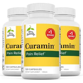 Terry Naturally Curamin - 120 Capsules, Pack of 3 - Non-Addictive Pain Relief Supplement with Curcumin from Turmeric, Boswellia, DLPA & Nattokinase - Non-GMO, Vegan, Gluten Free - 120 Total Servings