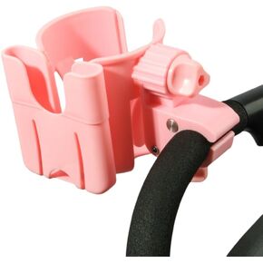 2-in-1 Versatile Bike and Stroller Cup Cellphone Holder - Universal Bicycle Water Bottle Cage for Cyclists, Baby Bottle Rack for Moms. (Pink)
