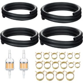 Pangda 20 ft x 3/8 Inch Fuel Line Set, 6 Meter/ 20 Feet Fuel Line with 2 Pcs Fuel Filters and 10 Pcs Hose Clamps for Small Engine