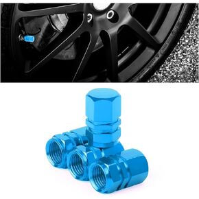 Car Tire Stem Valve Caps, 4 Pcs Aluminum Alloy Valve Stem Covers, Corrosion Resistant Leak-Proof Tire Cap Cover Accessories, Hexgon Style Wheel Air Valve Caps for SUV Car Bike (Black)