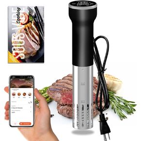 Sous Vide Wifi Cooker, Immersion Circulator for Sous-Vide, Suvee Cooker, Cattleman Cuisine Sous Vide Machine with Cookbook, Precision Temperature & Timer, 1000W, Noise-free, Waterproof