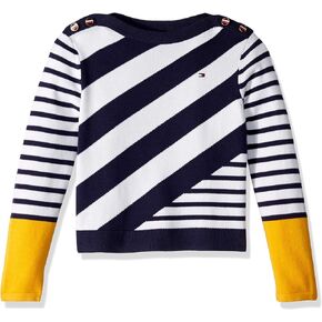 Tommy Hilfiger Girls' Adaptive Sweater with Velcro Brand Closure at Shoulders