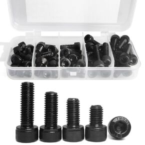 M6 x 8mm 12mm 16mm 20mm 25mm Hex Socket Head Cap Screws Bolts, 12.9 Grade Alloy Steel, Black Oxide Finish, Fully Threaded, Metric Allen Hex Drive, Assortment Kit 50PCS