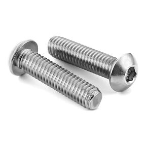 M8-1.25 × 25 مم براغي غطاء مقبس رأس الزر، الفولاذ المقاوم للصدأ 18-8، لمسة نهائية لامعة، ملولبة بالكامل، محرك مقبس ألين، 25 قطعة