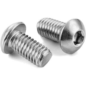 M8-1.25 × 25 مم براغي غطاء مقبس رأس الزر، الفولاذ المقاوم للصدأ 18-8، لمسة نهائية لامعة، ملولبة بالكامل، محرك مقبس ألين، 25 قطعة in Kuwait