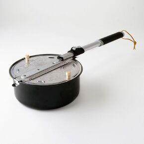 Campfire Popcorn Popper With Kit - The Original Whirley Pop Open Fire Outdoor Popper, Wabash Valley Farms Camping Popcorn Popper, Campfire Popcorn Maker With One Outdoor Popcorn Popping Kit (Aluminum)
