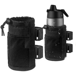 LNtech Cup Holder for Bike,Scooter and Wheelchair,Water Bottle Holder for Walker,Golf Cart and Beach,Universal Drink Holder Accessories with Net Pocket and Cord Lock (Black)