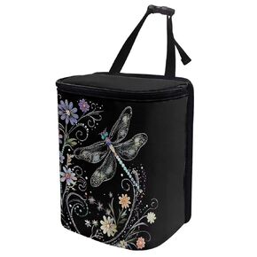 Talayituse Black Cherry Pattern Car Trash Can with Lid, Leak Proof Auto Trash Bag Hanging Vehicle Garbage Can Multipurpose Storage Container for Back Seat Road Trip