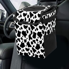 Car Trash Can Retro Mint Green Small Auto Garbage Can Bag with Lid Hanging Collapsible Waterproof Trash Bin Cantainer for SUV Sedan Truck Cute Car Accessories