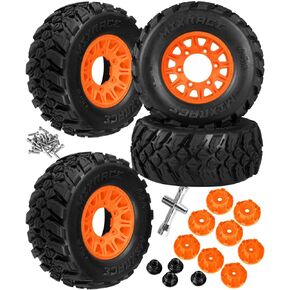hopsupRC 12mm/14mm Hex RC Wheels Tires Rc Truck Tires for 1/10 Slash 4WD 2WD,Senton Axia1 Redcat Rc4wd,on-Road Tires,RC Wheels Hex Detachable Replace Running on Off-Road Tire (4PCS Black)