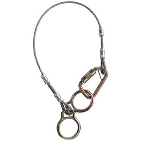 3M Protecta PRO 2190102 Tie-Off Adaptor, 6-Foot, 1/4-Inch Galvanized Cable Dual-Ring , Carabiner At One End, Two D-Rings At The Other, Silver