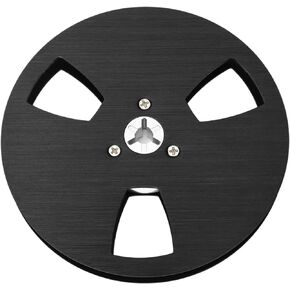 1/4 7 Inch Empty Tape Reel, 3 Hole Empty Take Up Reel to Reel for Tape Players, Aluminum Alloy Universal Open Reel Sound Tape Empty Reel (Black)