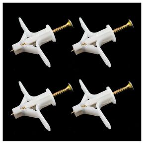 SQXBK 50PCS Drywall Anchor Kit White Aircraft Expansion Screw Suitable for Plasterboard and Hollow and Solid Board