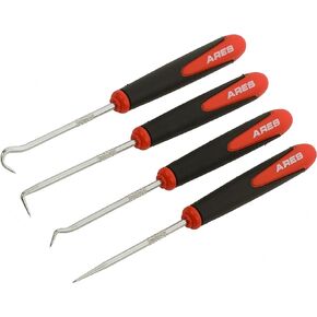 ARES 10037 – Spoon Type Hose and O-Ring Removal Set - 4-Piece Set Includes Contour Tipped and Spoon Tipped O-Ring Picks - Easily Remove Pieces and Drive Fasteners