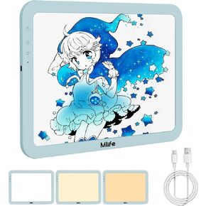 Mlife A4 Rechargeable Tracing Light Pad,Stepless dimming,Six Brightness Settings Up to 8860 Lumens,Cordless and Portable Drawing Light Board for Tracing,Weeding Vinyl,Sketching,Diamond Art(White)