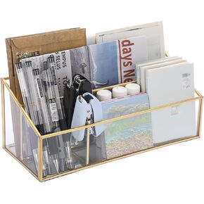 Sumnacon Glass Mail Organizer, Gorgeous Desk Mail Organizer Makeup Brush Holders Desk Organizer, Modern Mail Organizer Countertop for Living Room Kitchen