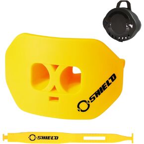 O Shield Mouth Guard for Football with Dual-Layer Protection, Built-in Air Channels, Extended Lip Shield, Soft Material, Adult and Youth Sizes with Strap/Case, Yellow