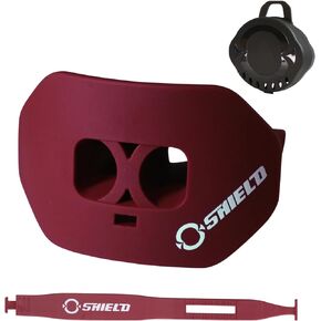 O Shield Mouth Guard for Football with Dual-Layer Protection, Built-in Air Channels, Extended Lip Shield, Soft Material, Adult and Youth Sizes with Strap/Case, Burgundy