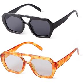 Laurinny Vintage Square Aviator Sunglasses For Women Men Classic Retro 70s Trendy Polygon Sun Glasses Fashion Sunnies UV400