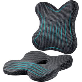 Eyamumo Memory Foam Coccyx Seat Cushion for Office Chair，Gel Office Chair Seat Cushion for Desk Chairs, Sciatica Car Seat Cushion for Back Coccyx Tailbone Comfortable, No-Slip Dual-Linings Protects