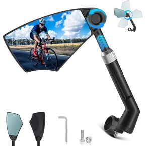 COSMOING Anti-Glare Handlebar Bike Mirror, Retractable Mirror Rod & 360° HD Adjustable Lens Scratch Resistant, Folding Rear View Mirror Suitable for 20-23mm Handlebar - LEFT