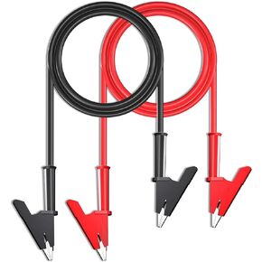 Gebildet Alligator Clips Electrical Test Leads Set, 15A Jumper Wires Heavy Duty with Protective Copper Clips, Premium PVC Silicone Cables for Electrical Testing, Experiment, 2 Colors 100cm Length