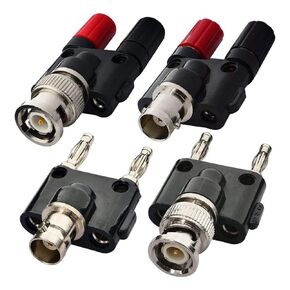 BNC Kits 4 Type BNC Male Female to 2X 4mm Dual Banana Female Male Socket Binding Post RF Coax Coaxial Splitter Connector BNC Banana Adapter