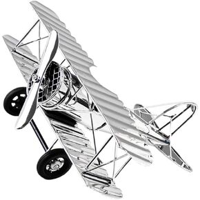 TOPERFUN 1Pc Vintage Airplane Model, 8.37x7.27x3.9in Large Iron Airplane Ornament, Vintage Airplane Model Metal Biplane for Home Decoration Desktop Accessories