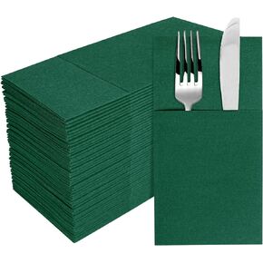 Goldclean Royal Blue Napkins Hand Towels Disposable, Linen-Feel Dinner Napkins with Prefolded Built-in Flatware Pocket, Guest Paper Hand Towels For Wedding, Dinner Or Party (16x16in, 50Pack）