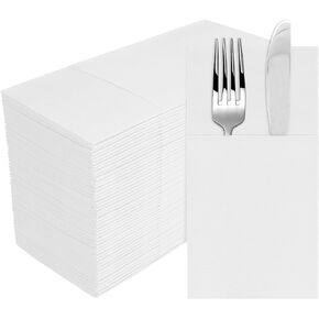 Goldclean Royal Blue Napkins Hand Towels Disposable, Linen-Feel Dinner Napkins with Prefolded Built-in Flatware Pocket, Guest Paper Hand Towels For Wedding, Dinner Or Party (16x16in, 50Pack）