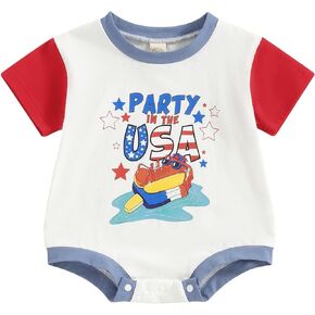 Baby Girl Boy Fourth of July Outfit Oversized Shirt Onesie Bubble Romper My First 4th of July Baby Outfit Newborn