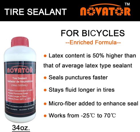 NOVATOR Endurance Bike Tire Sealant for Tubeless, Tubulars, Tubes, Seals Faster, Lasts Longer, Micro-Fiber for MTB, Road, Gravel Bicycle Tires in Saudi Arabia