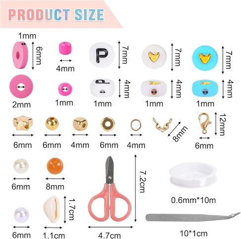 QUEFE 8200 قطعة من خرز الطين الزجاجي مع 3600 قطعة من الخرز الزجاجي 4 مم، 3600 قطعة من خرز الطين و600+ خرز حروف لمجموعة أساور الصداقة، خرز لصنع المجوهرات، DIY، حزمة هدايا in Kuwait