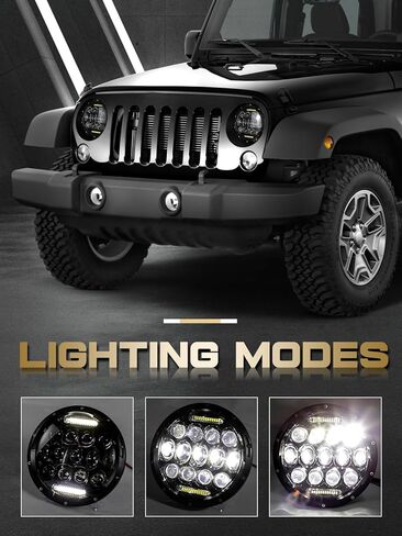 مصابيح أمامية LED VI9000 مقاس 7 بوصات مصباح أمامي مستدير H6024 LED معتمد من وزارة النقل Hi/Lo Beam DRL متوافق مع جيب رانجلر JK JKU TJ LJ CJ متوافق مع تشيفي وفورد ومازدا مياتا إلخ in Kuwait