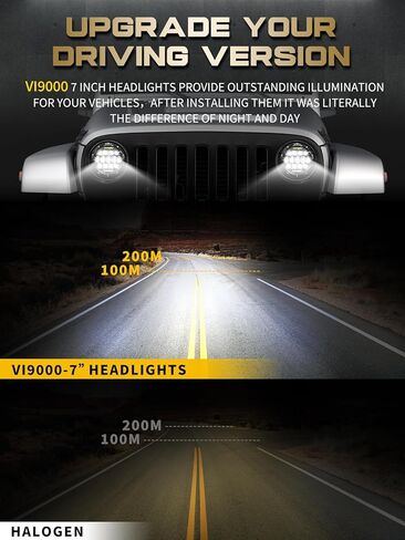 مصابيح أمامية LED VI9000 مقاس 7 بوصات مصباح أمامي مستدير H6024 LED معتمد من وزارة النقل Hi/Lo Beam DRL متوافق مع جيب رانجلر JK JKU TJ LJ CJ متوافق مع تشيفي وفورد ومازدا مياتا إلخ in Kuwait