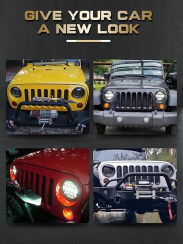 مصابيح أمامية LED VI9000 مقاس 7 بوصات مصباح أمامي مستدير H6024 LED معتمد من وزارة النقل Hi/Lo Beam DRL متوافق مع جيب رانجلر JK JKU TJ LJ CJ متوافق مع تشيفي وفورد ومازدا مياتا إلخ in Kuwait