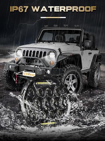 مصابيح أمامية LED VI9000 مقاس 7 بوصات مصباح أمامي مستدير H6024 LED معتمد من وزارة النقل Hi/Lo Beam DRL متوافق مع جيب رانجلر JK JKU TJ LJ CJ متوافق مع تشيفي وفورد ومازدا مياتا إلخ in Kuwait