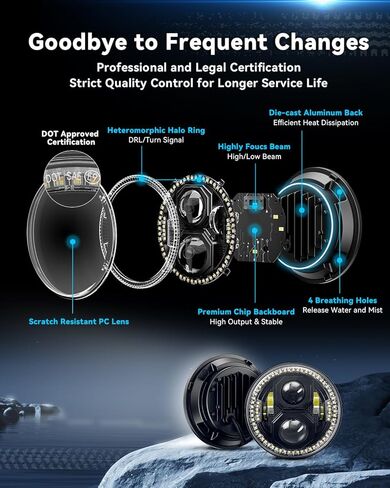 مصابيح أمامية LED مقاس 7 بوصات من SUPAREE مع مصابيح DRL وأضواء إشارة الانعطاف in Kuwait