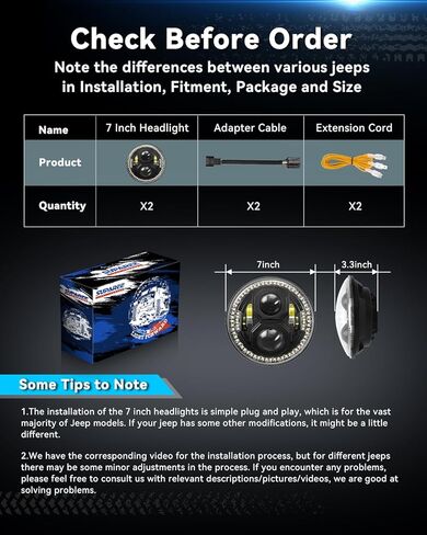 مصابيح أمامية LED مقاس 7 بوصات من SUPAREE مع مصابيح DRL وأضواء إشارة الانعطاف in Kuwait