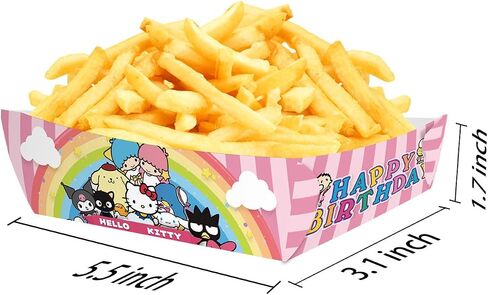 24Pcs Kawaii Party Decoration Cartoon Disposable Paper Food Tray Candy Hot Dog Popcorn Nacho Cardboard Food Trays for Cute Birthday Party Supplies in Saudi Arabia