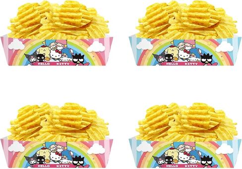 24Pcs Kawaii Party Decoration Cartoon Disposable Paper Food Tray Candy Hot Dog Popcorn Nacho Cardboard Food Trays for Cute Birthday Party Supplies in Saudi Arabia