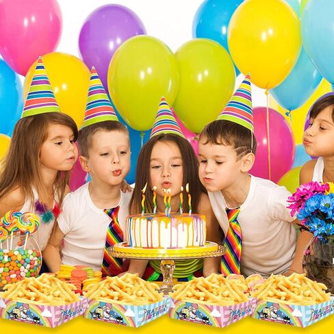 24Pcs Kawaii Party Decoration Cartoon Disposable Paper Food Tray Candy Hot Dog Popcorn Nacho Cardboard Food Trays for Cute Birthday Party Supplies in Saudi Arabia
