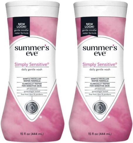 غسول التنظيف الأنثوي البسيط 5 في 1 من سمرز إيف للبشرة الحساسة، 15.0 أونصة سائلة (عبوة من قطعتين) in Kuwait