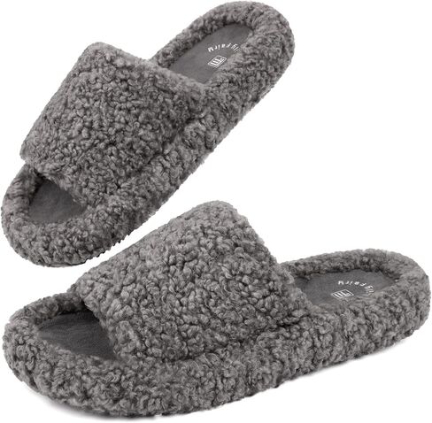 FamilyFairy Women's Fuzzy Slippers Comfy Open Toe Memory Foam House Shoes for Indoor Outdoor in Saudi Arabia