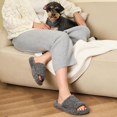 FamilyFairy Women's Fuzzy Slippers Comfy Open Toe Memory Foam House Shoes for Indoor Outdoor in Saudi Arabia