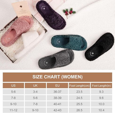 FamilyFairy Women's Fuzzy Slippers Comfy Open Toe Memory Foam House Shoes for Indoor Outdoor in Saudi Arabia