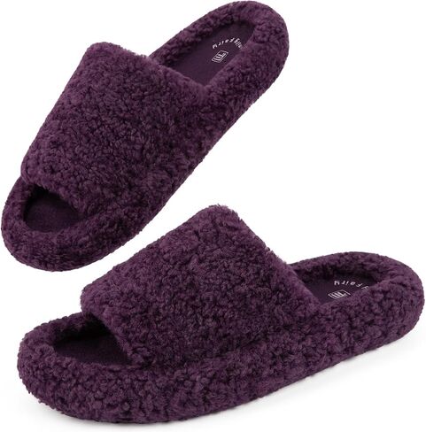 FamilyFairy Women's Fuzzy Slippers Comfy Open Toe Memory Foam House Shoes for Indoor Outdoor in Saudi Arabia